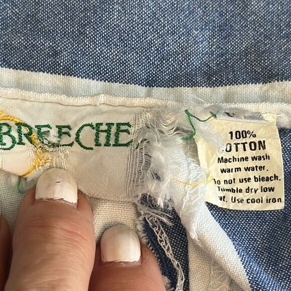 Vintage 70s Breeches Brand Blue and White Striped High Waisted Cotton Pants - Picture 8 of 9